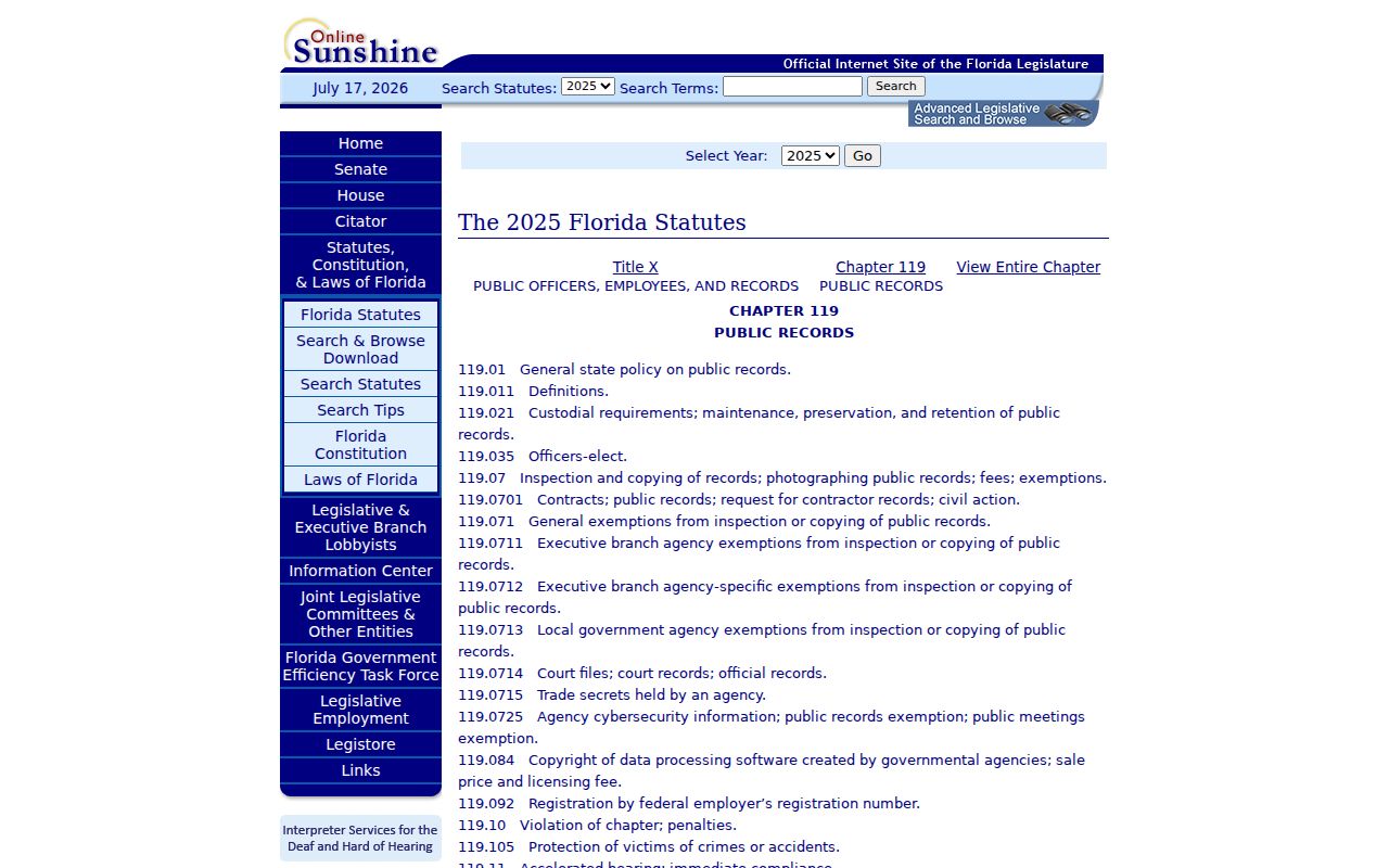 Clewiston criminal history Florida public records law