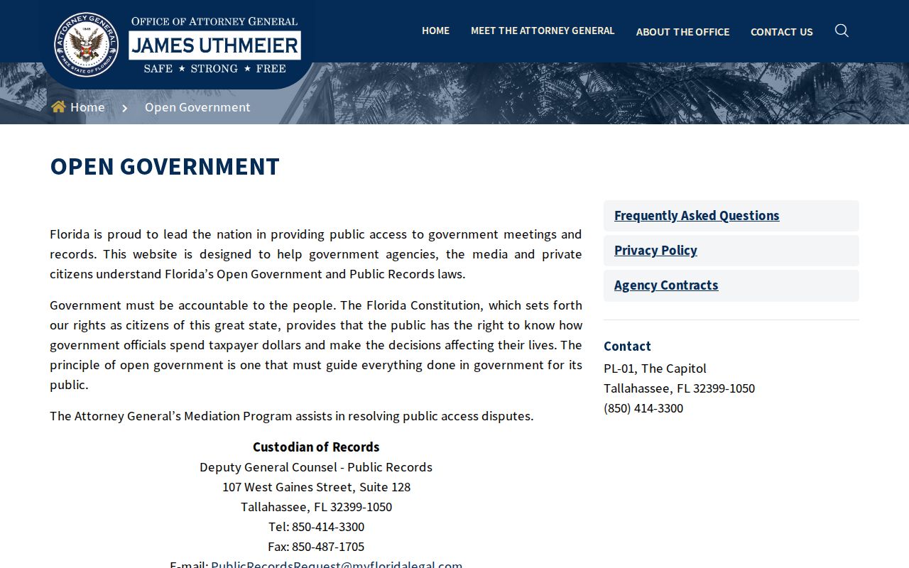 Hendry County criminal history Florida open government guidance
