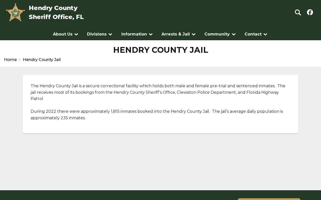 Official Hendry County Jail information page