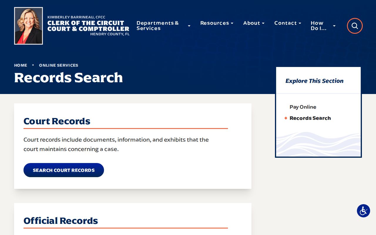 Hendry County official court records search gateway