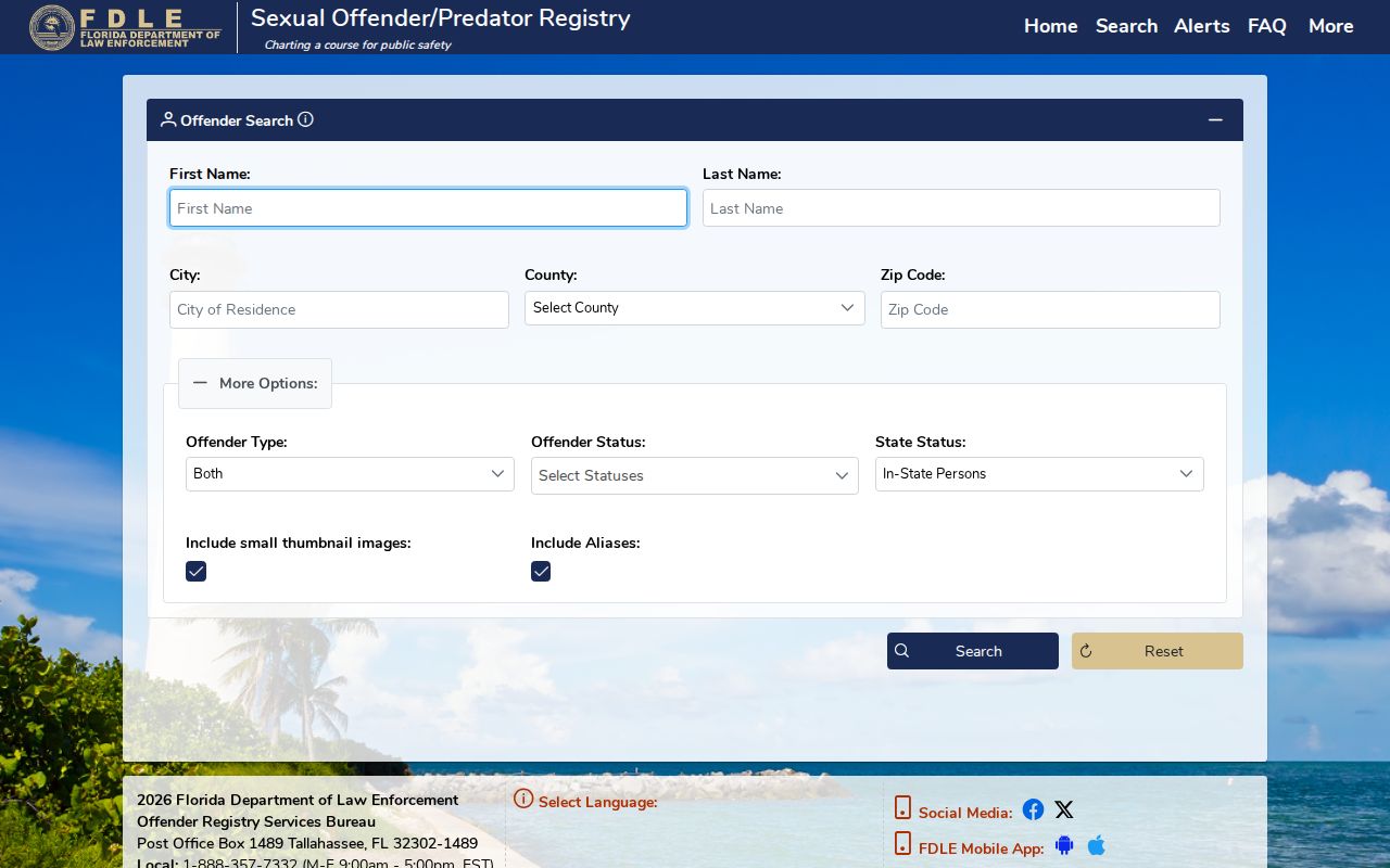 Hendry County Florida registry profile search fields