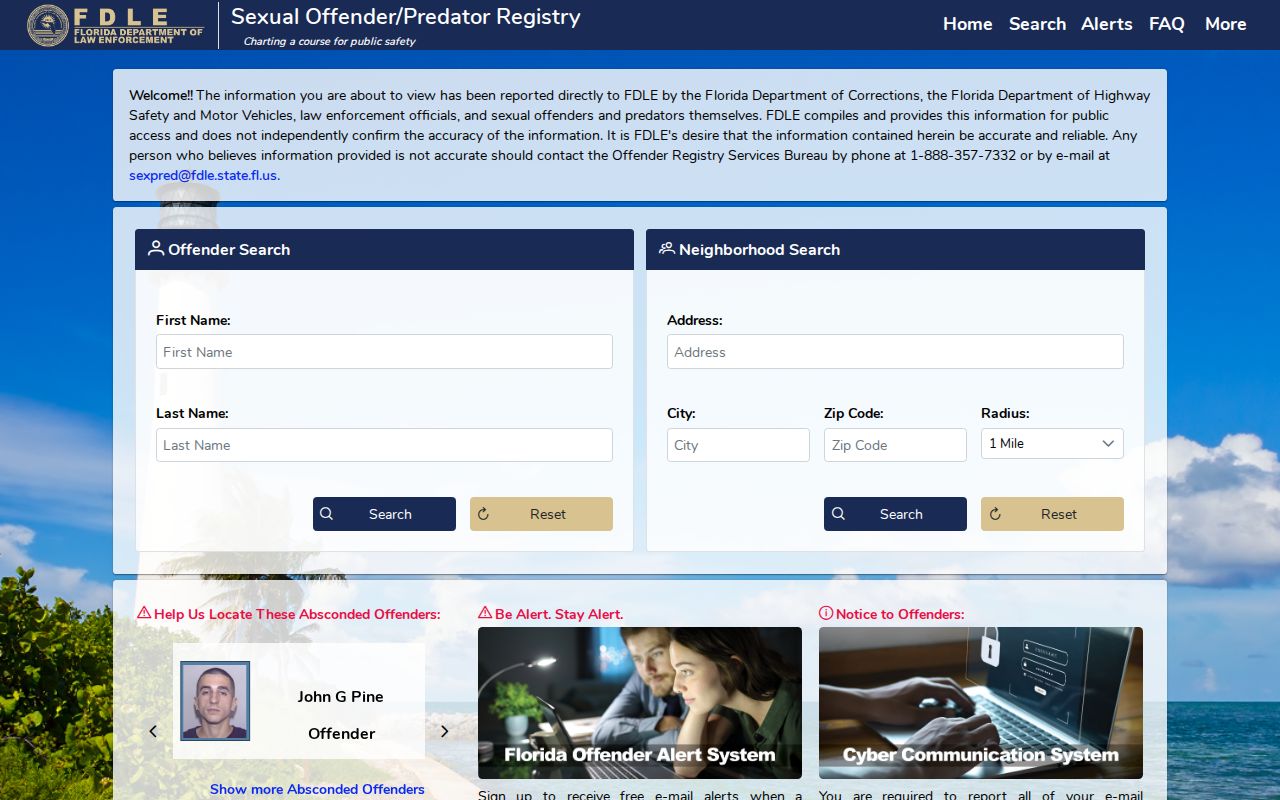 Hendry County sex offender check on the FDLE registry