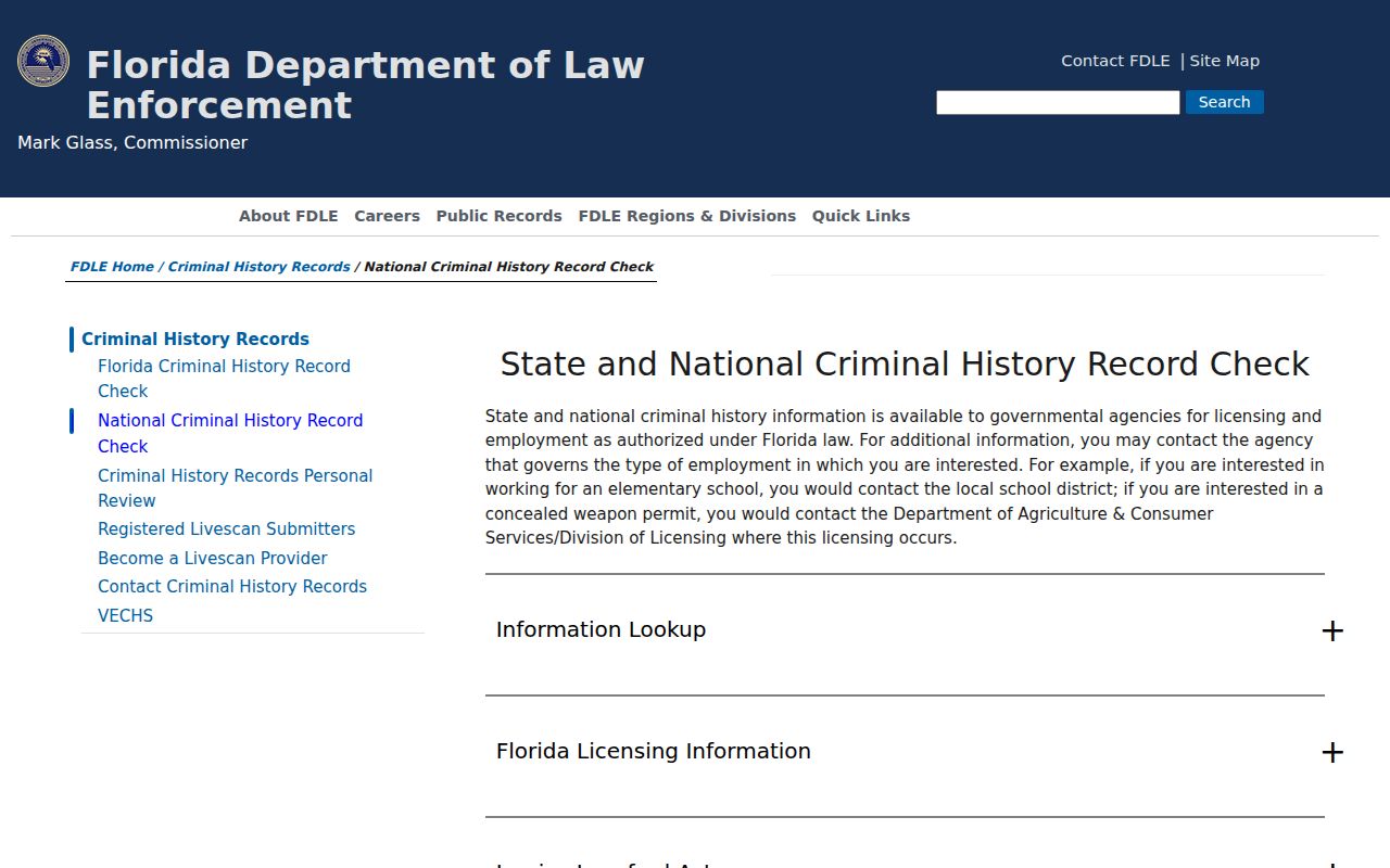 FDLE Livescan guidance for LaBelle criminal records